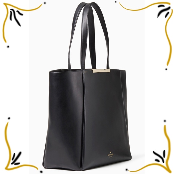 Kate Spade Purse Tote Black Leather Luxury Bag Elegant - Picture 3 of 6